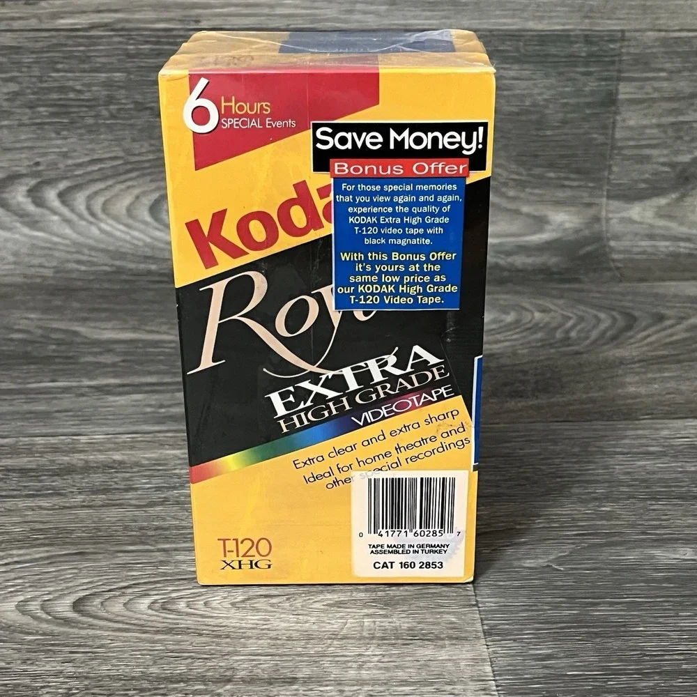 Sealed 3-Pack Kodak VHS Video Tape Recording T-120 6 Hour 2-High Grade 1-X High